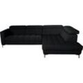 Ecksofa ALINA "Bahira", schwarz (schwarzgrau tat 10), B:280cm H:105cm T:222cm, Struktur TAT (100% Polyester), Sofas, Inkl. Rückenlehnen- und Sitztiefenverstellung, Breite 280 cm