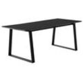 Esstisch HAMMEL FURNITURE "Meza Designtisch mit Auszugsfunktion und 2 Einlegeplatten", schwarz (schwarz, schwarz), B:210cm H:73,5cm T:100cm, Tischplatte: Schwarzes nanobehandeltes Fenix-Laminat (schwarzer Rand), Gestell: Pulverbeschichtetes schwarzes Metall, RAL9005 matt, Mit nanobehandeltem Laminat, einer matten, seidigen Oberfläche, die Fingerabdrücke abweist und langlebig und hygienisch ist, Mi