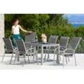 Garten-Essgruppe MERXX "Amalfi Deluxe" Sitzmöbel-Sets grau pulverbeschichtetes Aluminium, aus 100% Polyester, für 6 Personen