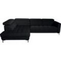 Ecksofa ALINA "Bahira", schwarz (schwarzgrau tat 10), B:306cm H:105cm T:222cm, Struktur TAT (100% Polyester), Sofas, Inkl. Rückenlehnen- und Sitztiefenverstellung, Breite 306 cm