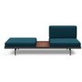 Relaxliege INNOVATION LIVING ™ "Puri Designcouch, innovativ und elegant, Solitärmöbel, Daybed", blau (navy blau 580, argus), Struktur ARGUS, WALNUSS TISCH, 100% recyceltes Polyester, Sofas, Daybed mit integrierter Holzablage, hoher Sitz- und Liegekomfort