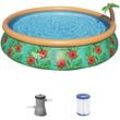 Rundpool BESTWAY "Fast Set™ Paradise Palms" Schwimmbecken Gr. Ø/B/H/L: 457cm x Breite Höhe 84cm x Länge, 9677 l, grün ØxH: 457x84 cm