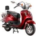 Motorroller ALPHA MOTORS "Retro Firenze", rot (weinrot), Motorroller & MofasB:89cm H:112cm L:189cm, mit Lenkerschloss, B:89cm H:112cm L:189cm, Topseller