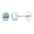 Paar Ohrstecker VIRA JEWELS "925-Sterling Silber rhodiniert Glänzend Topas blau rund", weiß (weiß, blau), Ohrringe, Damen, ONE-SIZE, 1,2 ct, Silber 925 (Sterlingsilber)