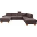 Wohnlandschaft EXXPO - SOFA FASHION "Croma, hochwertige Detailverarbeitung, mit aktueller Kontrastnaht", braun (schoko), B:324cm H:88cm T:219cm, Kunstleder SOFTLUX, Microfaser DeLux 100% Polyester, Sofas, bequem, wahlweise mit Bettfunktion und Bettkasten, U-Form