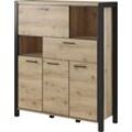 Highboard HOME AFFAIRE "Aktiv" Sideboards Gr. B/H/T: 120cm x 140cm x 41cm, taurus-schwarz matt,, braun (taurus) Breite 120 cm