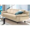 3-Sitzer TRENDMANUFAKTUR "Rondo, Breite 207 cm, breite Armlehnen, Füße schwarz" Sofas Gr. B/H/T: 207cm x 85cm x 94cm, NaturLEDER, Mit Federkern, beige (creme) Big-Sofa wahlweise mit Federkern, in verschiedenen Bezügen bestellbar