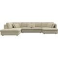 Wohnlandschaft FLEXLUX "Lovane, u-Form, bequem und komfortabel", beige (sandy beige), B:399cm H:84cm T:272cm, 100% Polyester, Sofas, Weich & anschmiegsam, große Sitztiefe auf Kaltschaum, Dekokissen inkl.