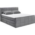 Boxspringbett ED EXCITING DESIGN "Bolivia" Komplettbetten Gr. Cord, Liegefläche B/L: 180cm x 200cm, Gewicht bis: 120 kg H3/H4, 7-Zonen-Tonnentaschen-Federkernmatratze, grau Boxspringbett harte Seite mit Kokosmatte, weiche Filzabdeckung