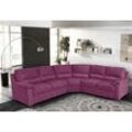 Ecksofa EGOITALIANO "Doris, modernes Designerecksofa in hochwertigen Microfaserqualitäten", pink (fuchsia), B:266cm H:90cm T:246cm, Luxus-Mikrofaser BLUSH (100% Polyester) ist ein innovatives Mikrofasergewebe mit wasser- und fleckenabweisenden Eigenschaften. Sie verhindert das Eindringen von Flüssigkeiten und Ölen in das Textilgewebe. Mit einer neutralen Seifenlösung können Flecken von Kaffee, Tee