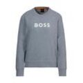 Sweatshirt BOSS ORANGE "C_Elaboss_6", Damen, Gr. M, silber (silber 041), Sweatware, Obermaterial: 100% Baumwolle, unifarben, casual, regular fit, Rundhals, Langarm eingesetzt Bündchen, Sweatshirts, mit Rundhalsausschnitt