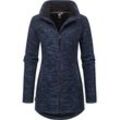 Strickjacke RAGWEAR "Miram Melange" Gr. L (40), blau (navy), Damen, Grobstrick, Obermaterial: 56% Baumwolle, 44% Polyester, Innenfutter: 100% Polyester, Strickjacken, Kuschelige Übergangsjacke in Strick-Optik