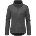 Strickjacke RAGWEAR "Liram Melange", Damen, Gr. 6XL (52), grau (dunkelgrau), Grobstrick, Obermaterial: 56% Baumwolle, 44% Polyester, Innenfutter: 100% Polyester, sportlich, figurumspielend hüftbedeckend, hoch geschlossener Ausschnitt, Strickjacken, Kuschelige Übergangsjacke in Strick-Optik