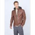 Blouson MUSTANG "31021507", Herren, Gr. 4XL, braun (cognac), Obermaterial: 100% Lammleder / Innenfutter: 60% Baumwolle, 40% Polyester / Ärmelfutter: 100% Polyester / Kapuze: 55% Baumwolle, 45% Polyester, Jacken