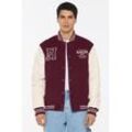 Collegejacke HARLEM SOUL, Herren, Gr. L, rot (cranberry juice), Material Oberstoff: 90% Polyester, 10% Viskose, Material Ärmel: 100% Polyurethan, Futter Rumpf: 100% Polyamid, Futter Ärmel: 100% Polyester, Wattierung: 100% Polyester, bestickt, casual, lässig geschnitten normal, Langarm eingesetzt Rippbündchen, Jacken, mit Stickerei