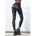 Leggings LASCANA ACTIVE "-Sporthose Black Marble" Gr. 32/34, N-Gr, weiß (schwarz, marmoriert, weiß) Damen Hosen mit Mesh