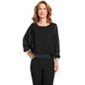 Blusenshirt, Damen, Gr. 40, schwarz, Web, Obermaterial: 100% Polyester, SELECT BY HERMANN LANGE, unifarben, elegant, bequem hüftlang, Rundhals, 3/4-Ärmel, Shirts, mit Strass-Applikationen