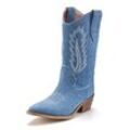 Cowboy Boots LASCANA Gr. 36, blau (denimblau) Damen Schuhe Cowboystiefel Schlupfstiefel Cowboy Stiefelette, Western Ankleboots im Denim-Look