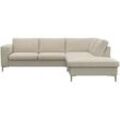 Ecksofa FLEXLUX "Fiore, L-Form", weiß (sanftes weiß), B:241cm H:85cm T:225cm, 100% Polyester, Sofas, breite Armlehnen, Füße Alu/Eiche, B/T 241/225 cm, Kaltschaum im Sitz