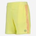 Gelbe Sport-Shorts mit gemusterten Seiten