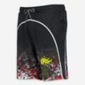 Schwarze Jersey-Shorts mit Fleece-Futter & Aufdrucken