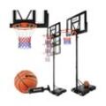 tectake® Basketballkorb, Outdoor, verstellbare Korbhöhe 230 - 305 cm, mit Rollen, inklusive Ball und Pumpe