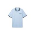 TOM TAILOR Herren Plus Size - Poloshirt mit Logo Print, blau, Logo Print, Gr. 2XL