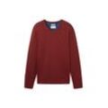 TOM TAILOR Herren Strickpullover mit V-Ausschnitt, rot, Uni, Gr. XXL