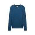 TOM TAILOR Herren Strickpullover aus Baumwolle, blau, Meliert, Gr. XXL