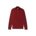 TOM TAILOR Herren Troyer Strickpullover mit recyceltem Kaschmir, rot, Uni, Gr. S