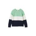 TOM TAILOR Jungen Gestreifter Strickpullover mit LENZING™ ECOVERO™, grün, Gestreift, Gr. 92/98