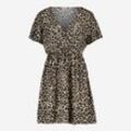 Beigefarbenes Minikleid mit Leopardenmuster