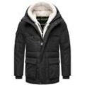 Winterjacke STONE HARBOUR "Lauroo XX" Gr. L (52), schwarz Herren Jacken urbane Steppjacke mit kuscheligem Kunstpelz-Kragen