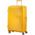 Hartschalen-Trolley AMERICAN TOURISTER "SOUNDBOX 77" Gr. B/H/T: 51,5cm x 77cm x 29,5cm 97 l, gelb (golden gelb) Koffer Reisekoffer Trolley Aufgabegepäck TSA-Zahlenschloss Volumenerweiterung