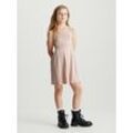 Skaterkleid CALVIN KLEIN JEANS "BACK LOGO TAPE FIT FLARE DRESS" Gr. 4 (104), N-Gr, rosa (sepia rose) Mädchen Kleider Kinder bis 16 Jahre