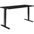 Schäfer Shop Genius Schreibtisch Elements, elektrisch höhenverstellbar, Rechteck, T-Fuß, B 2000 x T 800 x H 645-1300 mm, schwarz/weiß + Technikeinbau