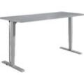 Schäfer Shop Genius Schreibtisch Elements, elektrisch höhenverstellbar, Rechteck, T-Fuß, B 2000 x T 800 x H 645-1300 mm, silber/weiß + Technikeinbau