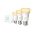 Philips Hue White Ambiance E27 1100lm Bluetooth Starter Kit - 3 Lampen, Bridge, Dimmschalter - Weiß