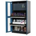 Chemikalienschrank asecos CS-CLASSIC-GF, Flügeltüren mit Glasausschnitt, Front Enzianblau, B 1055 x T 520 x H 1950 mm