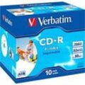 Verbatim CD-R Datalife plus printable, Kapazität 700 MB, bedruckbar, 10er Jewel Case