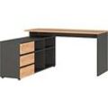 Schreibtisch mit Sideboard Boston, B 1450 x T 1460 x H 770 mm, Navarra Eiche/graphit