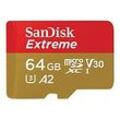 SanDisk Extreme - Flash-Speicherkarte (microSDXC-an-SD-Adapter inbegriffen) - 64 GB - A2 / Video Class V30 / UHS-I U3 / Class10 - microSDXC UHS-I