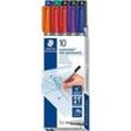 Whiteboardmarker Staedtler Lumocolor® 316, Strichstärke F, abwischbar & wasserlöslich, schnell trocknend, nachfüllbar, Clip, farbsortiert, 10 Stück