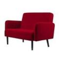 Zweisitzer Sofa easyChair® by Paperflow LISBOA, Samtbezug rot, Fußgestell schwarz, B 1240 x T 815 x H 830 mm