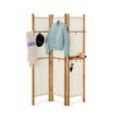 Paravent mit Ablage - Beige - Massivholz