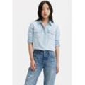 Jeansbluse LEVI'S "ICONIC WESTERN" Gr. M (38), blau (bling blau x), Damen, Obermaterial: 100% Baumwolle, Blusen, mit Strass- und Glitzerapplikationen auf dem Kragen