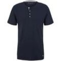 TOM TAILOR Herren Pyjama T-Shirt, blau, Logo Print, Gr. 48/S