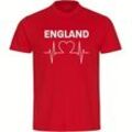 multifanshop Herren T-Shirt - England - Herzschlag - Druck weiß - Männer