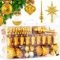 KESSER® Weihnachtskugeln 101-teiliges Set mit Baumspitze Christbaumkugeln Kunststoff Bruchsicher mit Plastik Weihnachtsbaumkugeln Box Weihnachtsbaum Weihnachtsdeko Deko & Christbaumschmuck