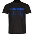 multifanshop Herren T-Shirt - Hamburg - Herzschlag - Druck blau - Männer